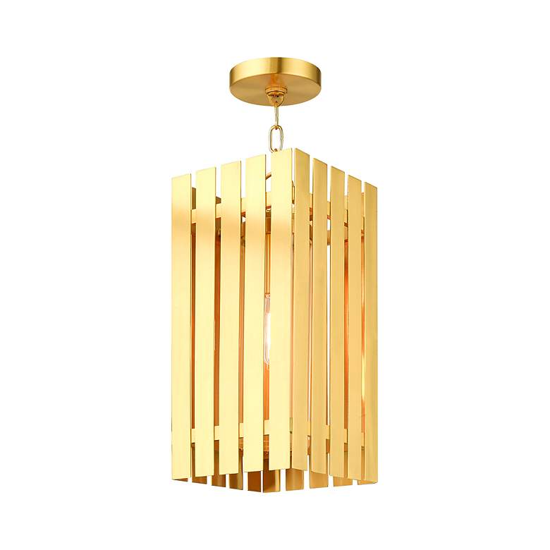 Image 7 Greenwich 1 Light Satin Brass Outdoor Pendant Lantern more views