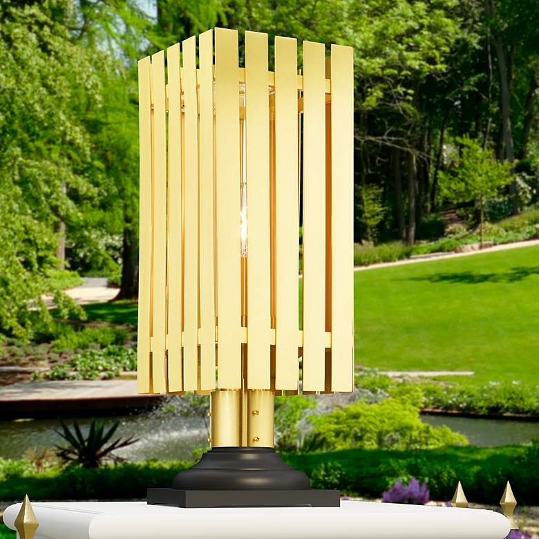 Image 1 Greenwich 1 Light Satin Brass Outdoor Post Top Lantern