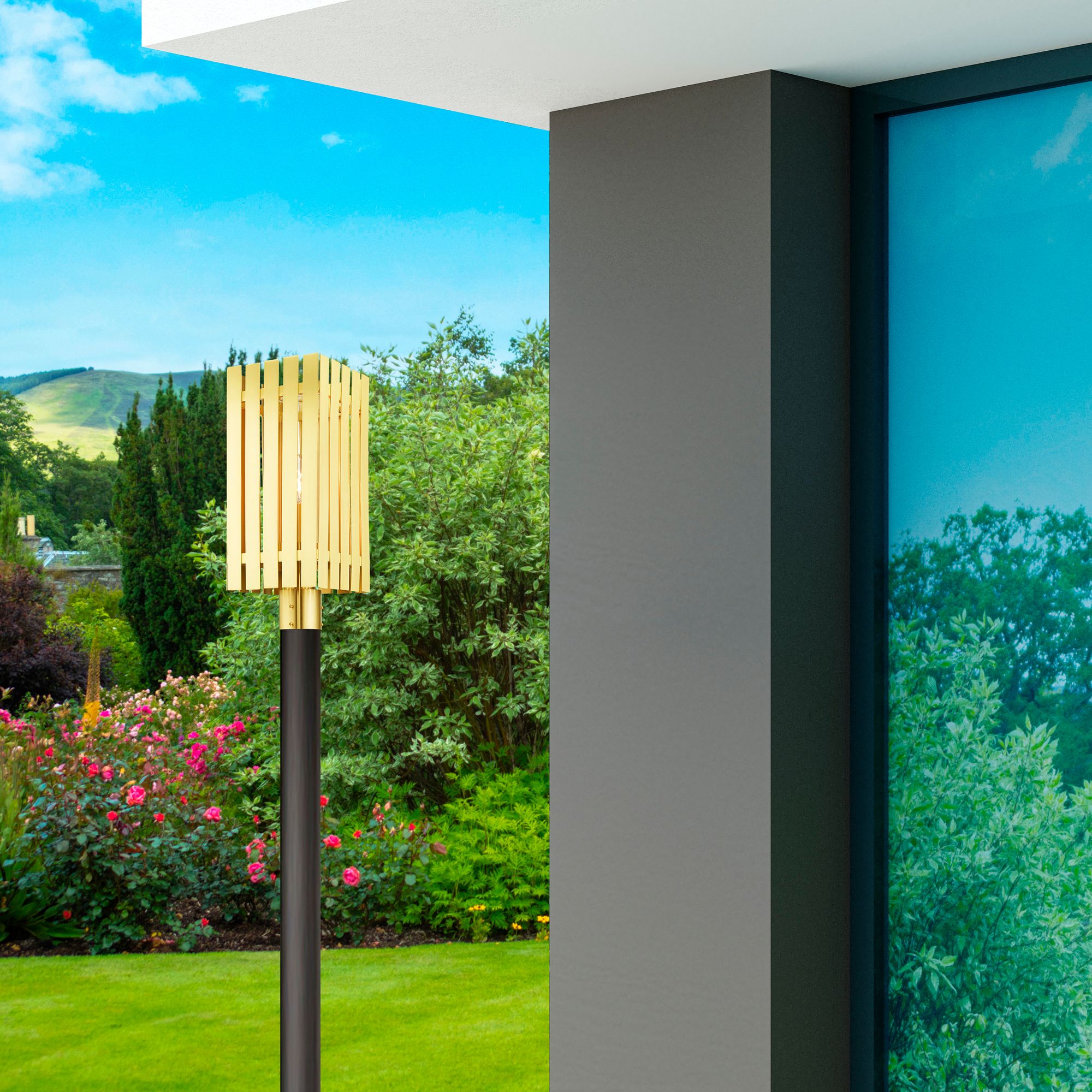 Greenwich 1 Light Satin Brass Outdoor Post Top Lantern