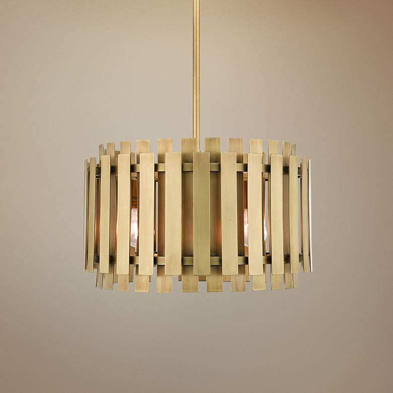 Image 1 Greenwich 18 inch Wide Natural Brass Metal Pendant Light