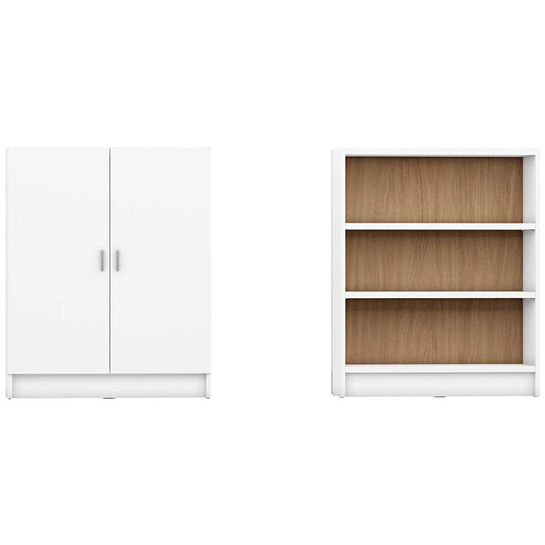 Image 1 Greenwich 41 inch High White and Maple 2-Door Bookcase