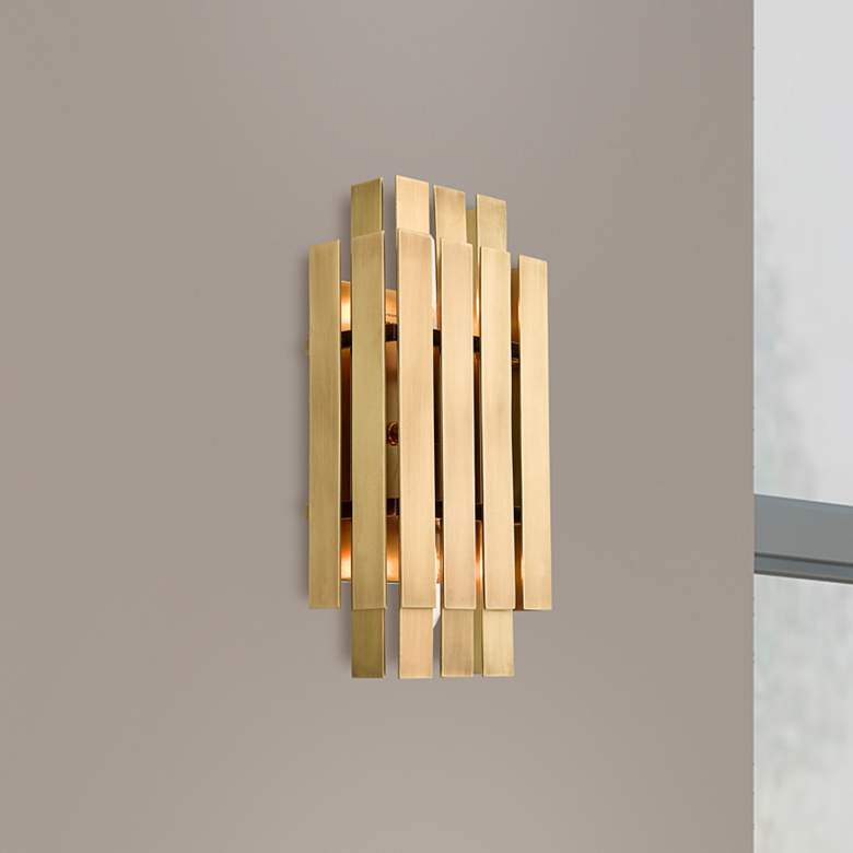Image 2 Greenwick 13" High Natural Brass Metal Wall Sconce