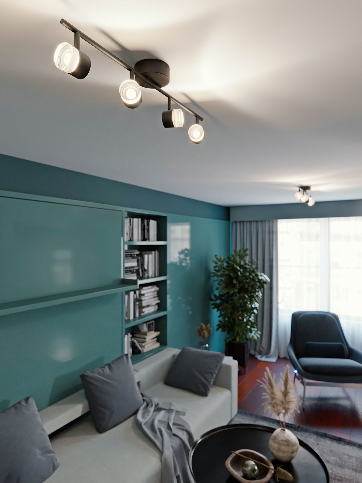 Image 5 Gregor 4-Light Black Steel LED Fixed Rail more views