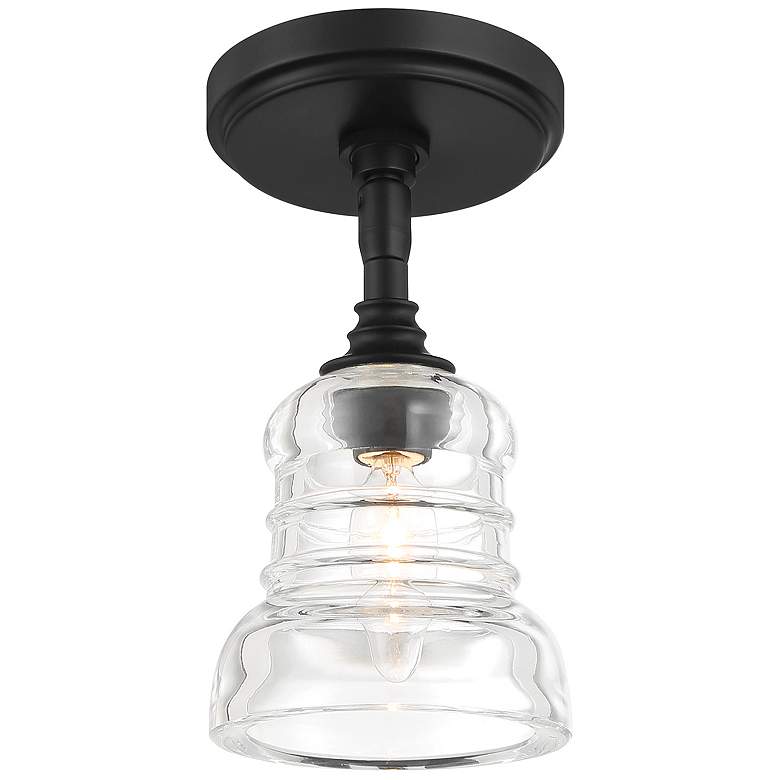 Image 2 Gregory 1 Light Matte Black Semi Flush Mount