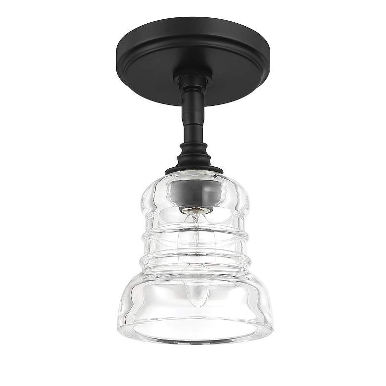 Image 3 Gregory 1 Light Matte Black Semi Flush Mount more views