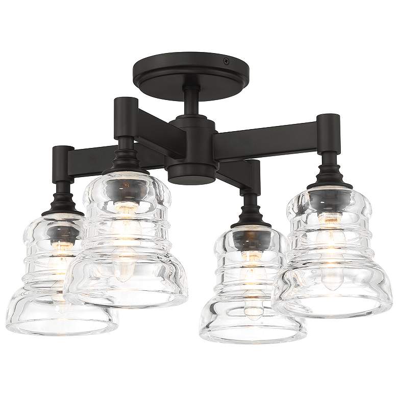 Image 2 Gregory 4 Light Matte Black Semi Flush Mount