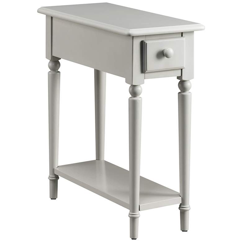 Image 2 Greige 10" Wide Gray 1-Drawer 1-Shelf Narrow Chairside Table
