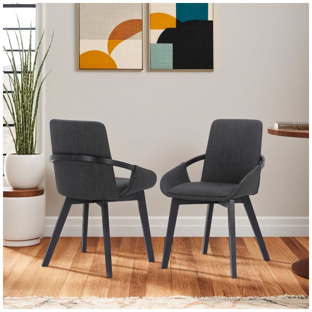 Image 6 Greisen Dining Chair in Charcoal Fabric and Black Powder Coated Finish more views