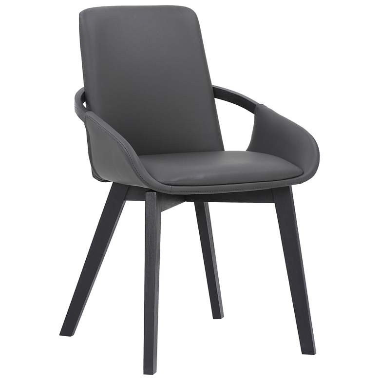 Image 1 Greisen Dining Chair in Gray Faux Leather and Black Powder Coated Finish
