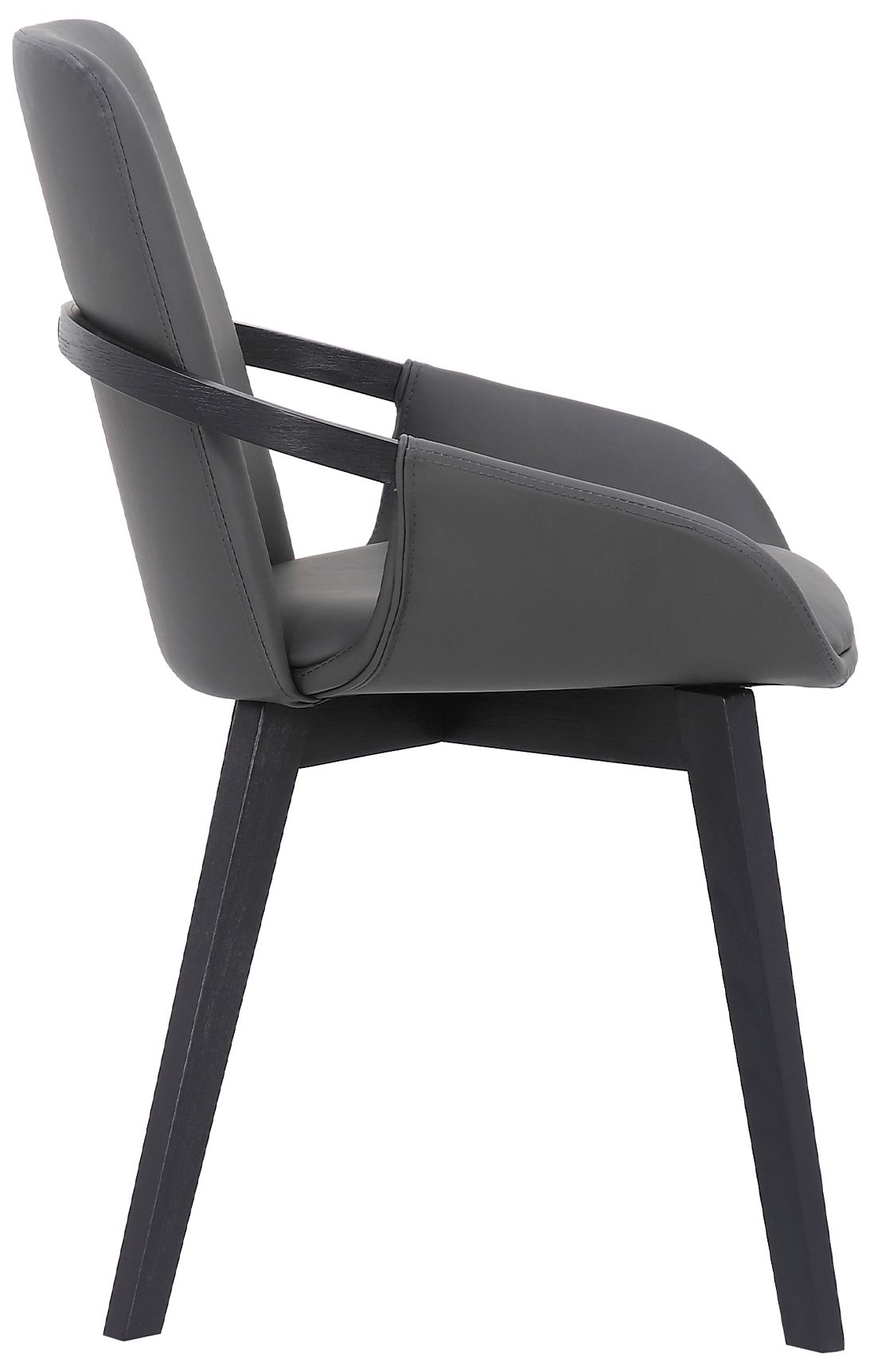 Image 3 Greisen Dining Chair in Gray Faux Leather and Black Powder Coated Finish more views