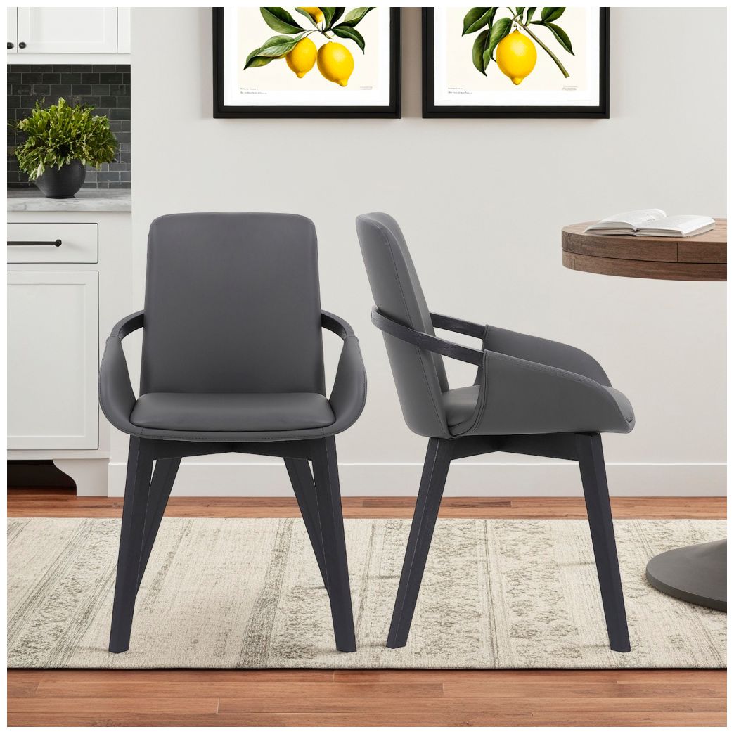 Image 6 Greisen Dining Chair in Gray Faux Leather and Black Powder Coated Finish more views