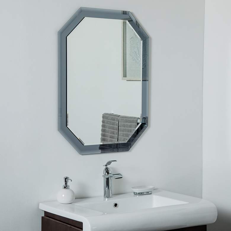 Image 1 Grella Gray 23 1/2 inch x 31 1/2 inch Octagon Frameless Wall Mirror