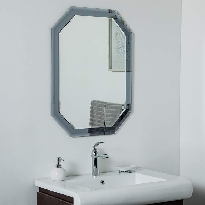 Image 1 Grella Gray 23 1/2" x 31 1/2" Octagon Frameless Wall Mirror