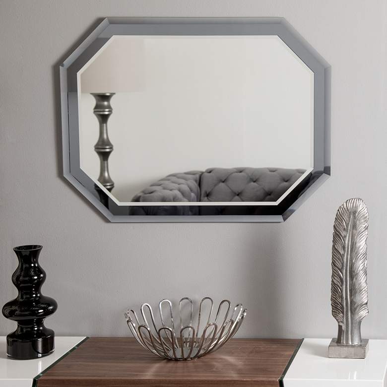 Image 6 Grella Gray 23 1/2" x 31 1/2" Octagon Frameless Wall Mirror more views