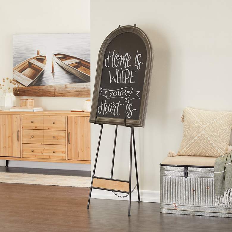 Image 6 Gremm 65 1/2"H Black Iron Wood Adjustable Stand Floor Easel more views