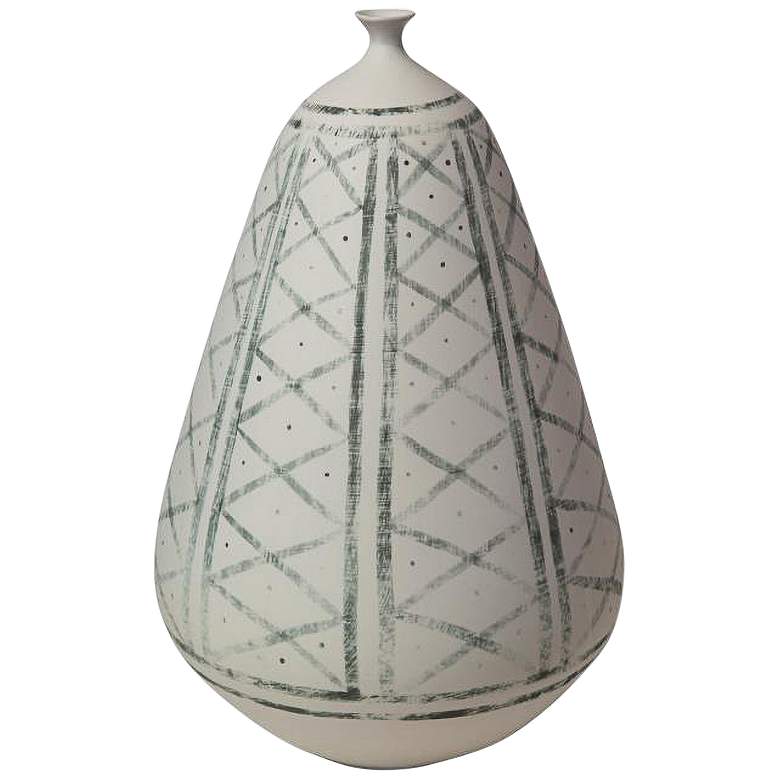Image 1 Grenz White and Light Blue 14"H Porcelain Decorative Vase