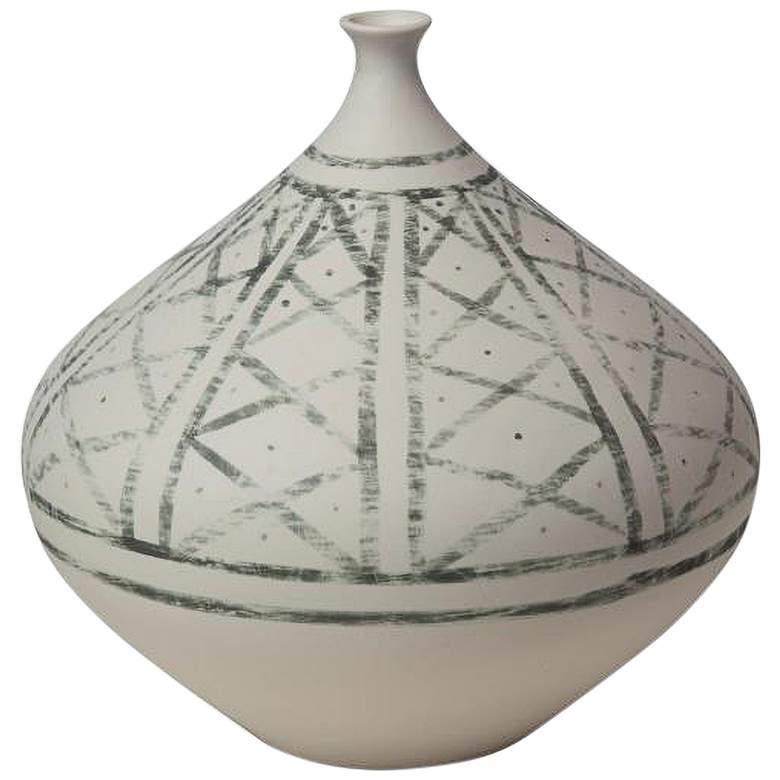 Image 1 Grenz White and Light Blue 7 1/2"H Porcelain Decorative Vase