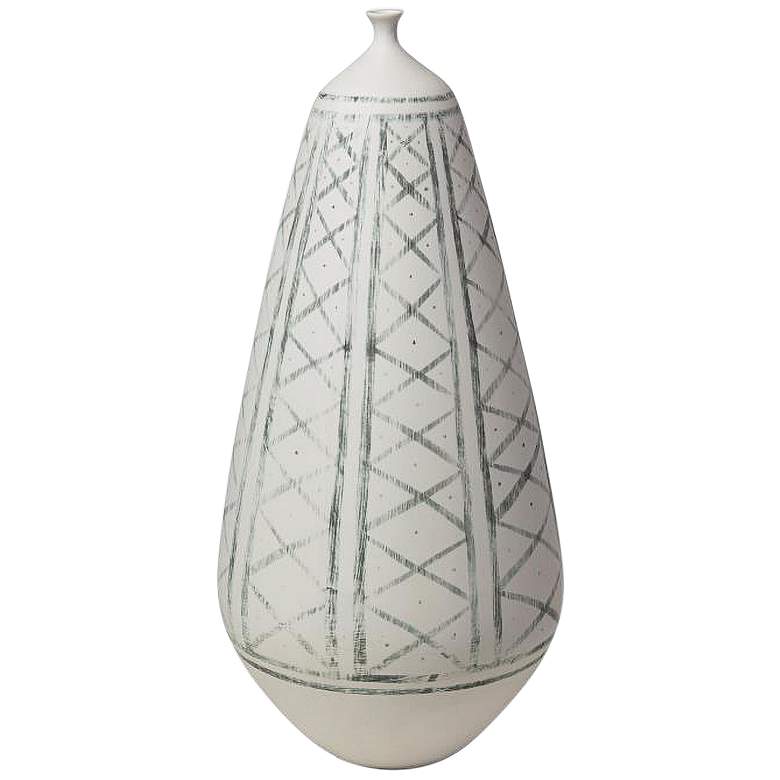 Grenz White w/ Light Blue 18 1/2&quot;H Porcelain Decorative Vase
