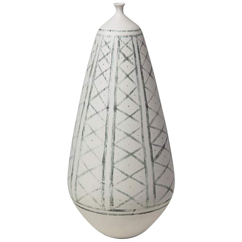 Image 1 Grenz White w/ Light Blue 18 1/2"H Porcelain Decorative Vase