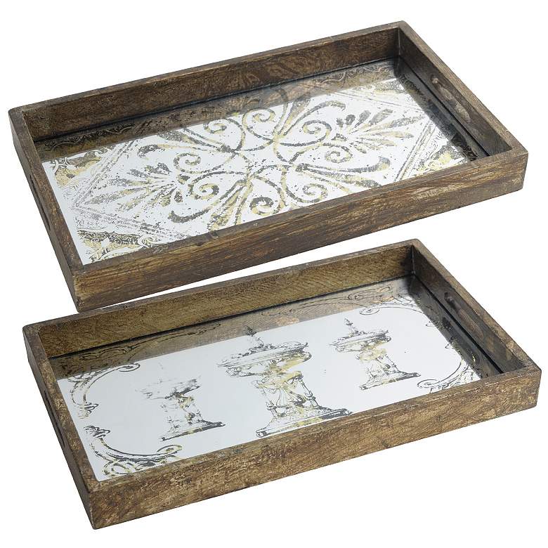 Image 1 Greta 10.5" Natural Rectangular Glass and Wood Trays