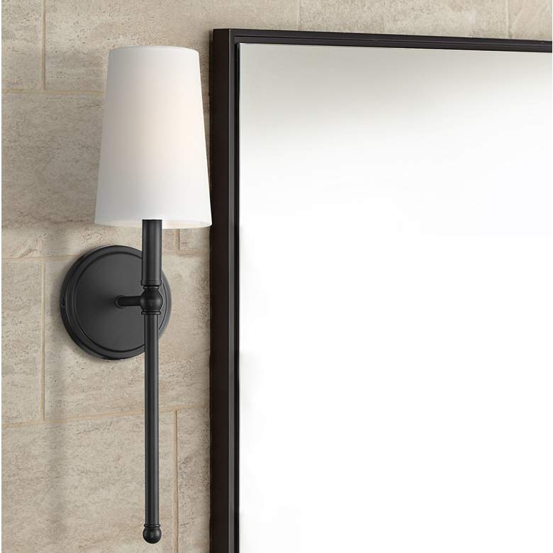 Image 1 Greta 21" High Bronze Wall Sconce with Linen Shade