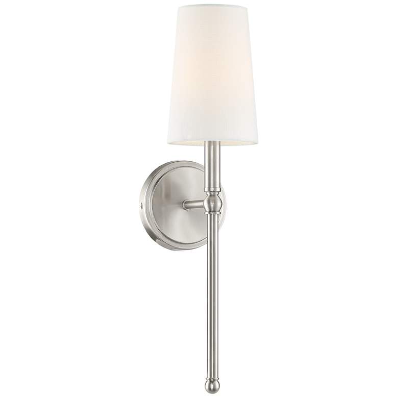 Image 2 Greta 21 inch High Brushed Nickel Wall Sconce with Linen Shade