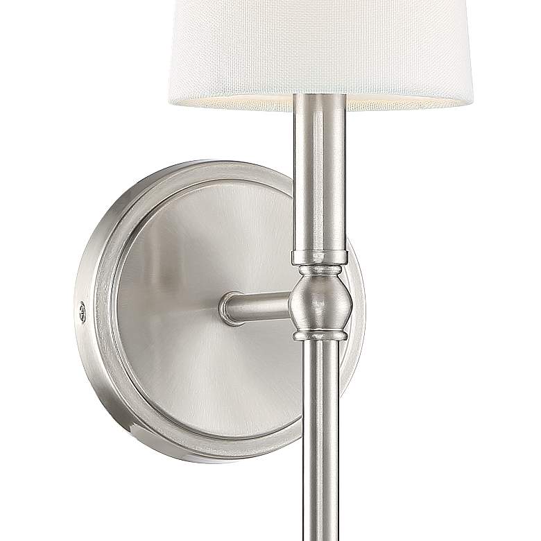 Image 3 Greta 21 inch High Brushed Nickel Wall Sconce with Linen Shade more views