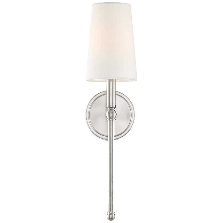 Image 4 Greta 21 inch High Brushed Nickel Wall Sconce with Linen Shade more views