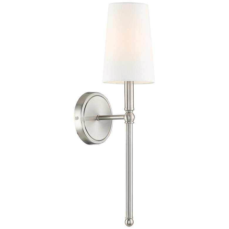 Image 5 Greta 21 inch High Brushed Nickel Wall Sconce with Linen Shade more views