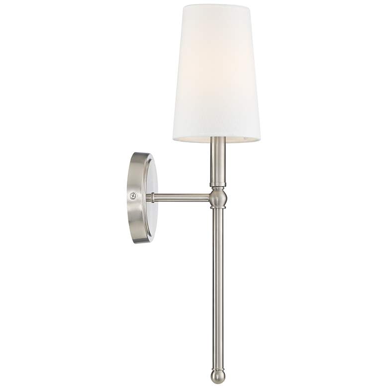 Image 6 Greta 21 inch High Brushed Nickel Wall Sconce with Linen Shade more views