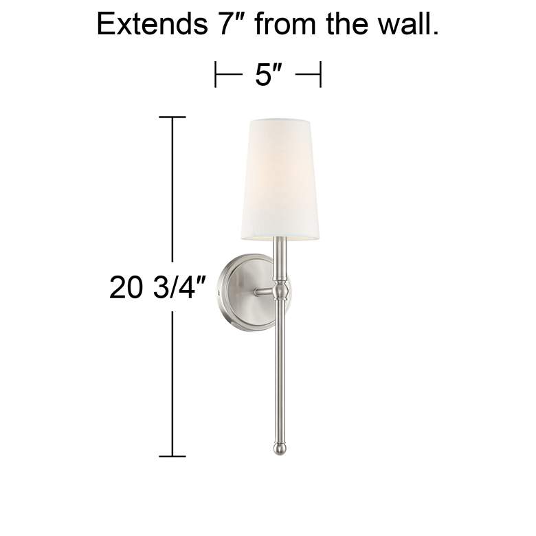 Image 7 Greta 21 inch High Brushed Nickel Wall Sconce with Linen Shade more views