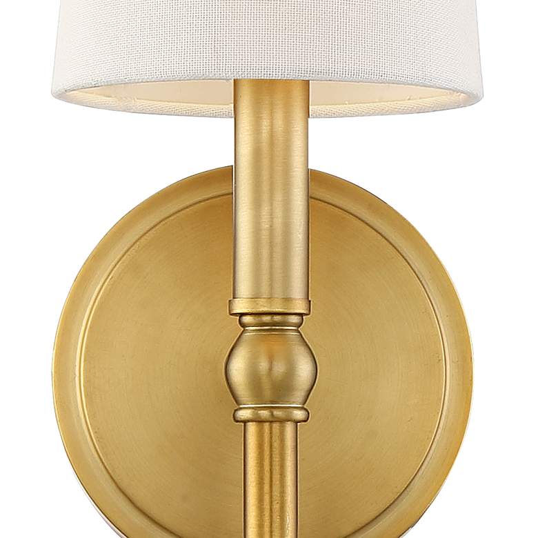 Greta 21&quot; High Warm Brass Wall Sconce with Linen Shade more views