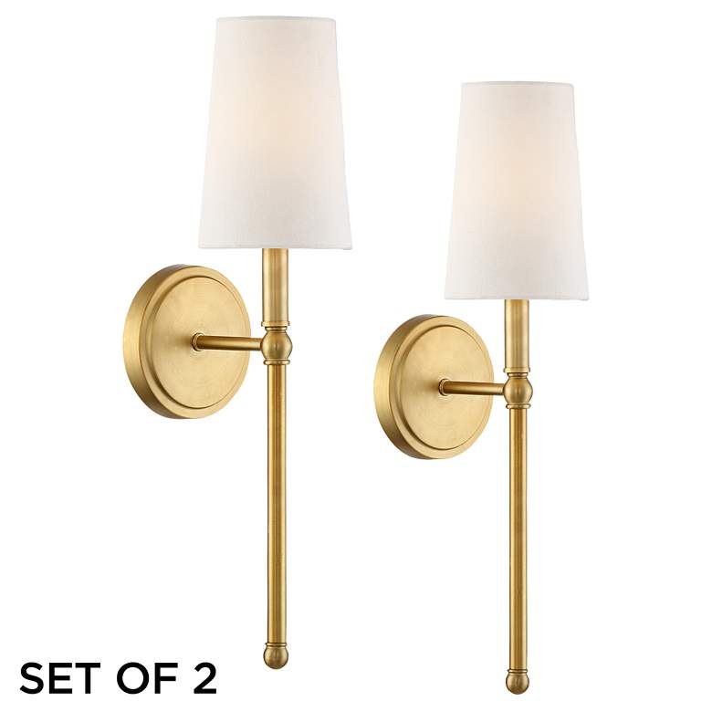 Image 1 Greta 21" High Warm Brass Wall Sconces Set of 2