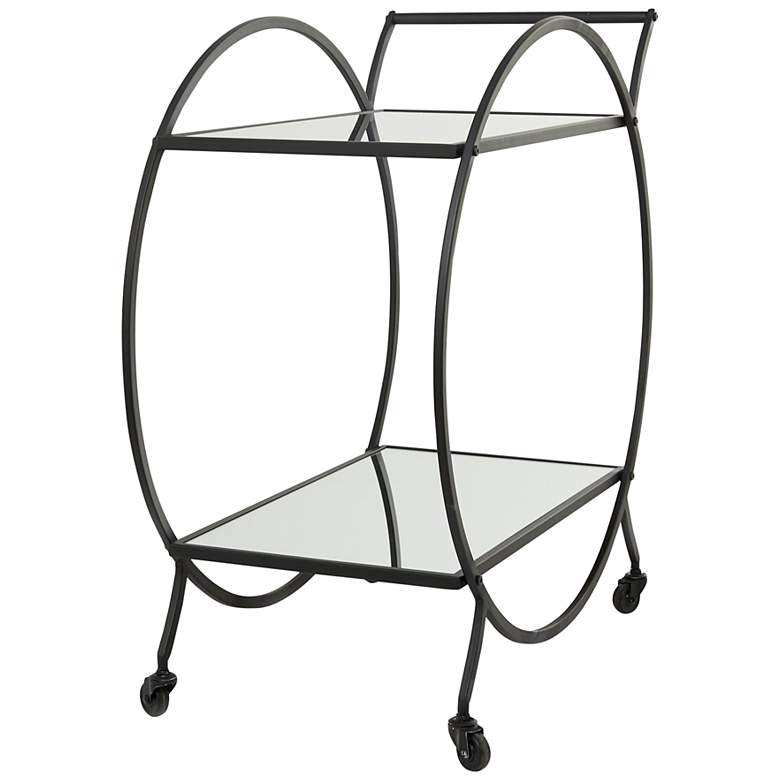 Image 4 Greta 28 inch Wide Soft Black 2-Shelf Bar Cart with Handles more views