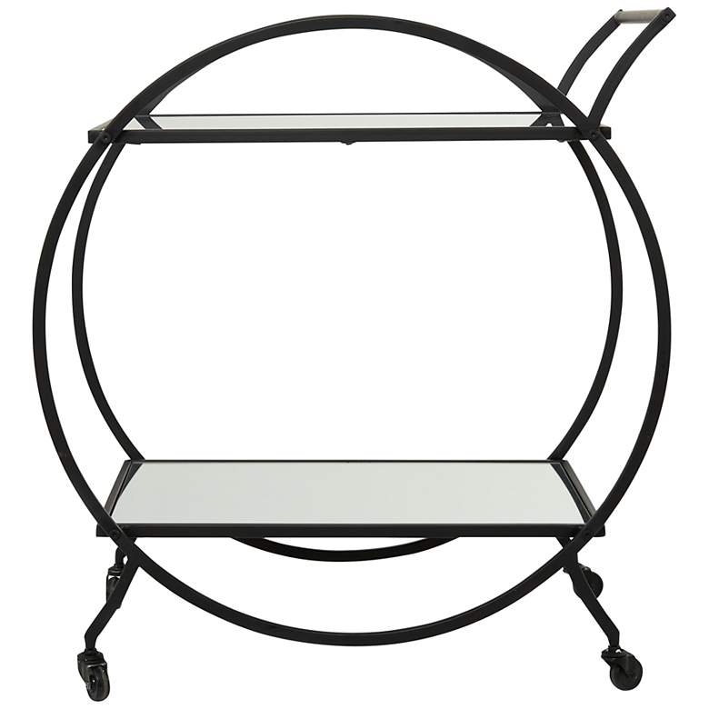 Image 5 Greta 28 inch Wide Soft Black 2-Shelf Bar Cart with Handles more views