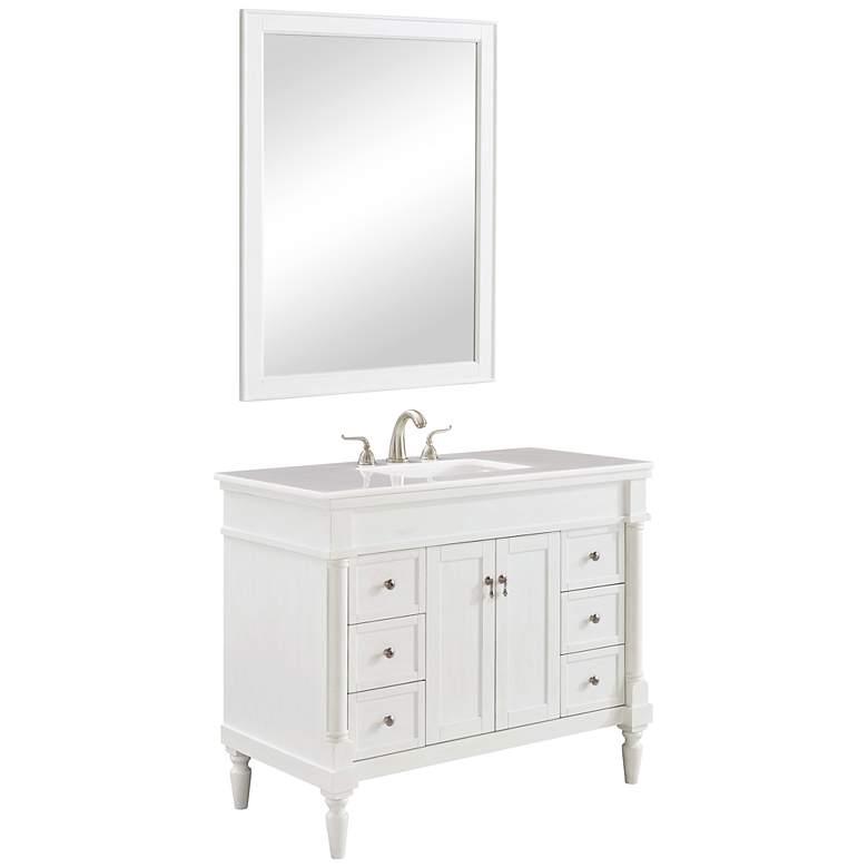 Image 1 Greta 42"W Antique White 6-Drawer Single Sink Bathroom Vanity