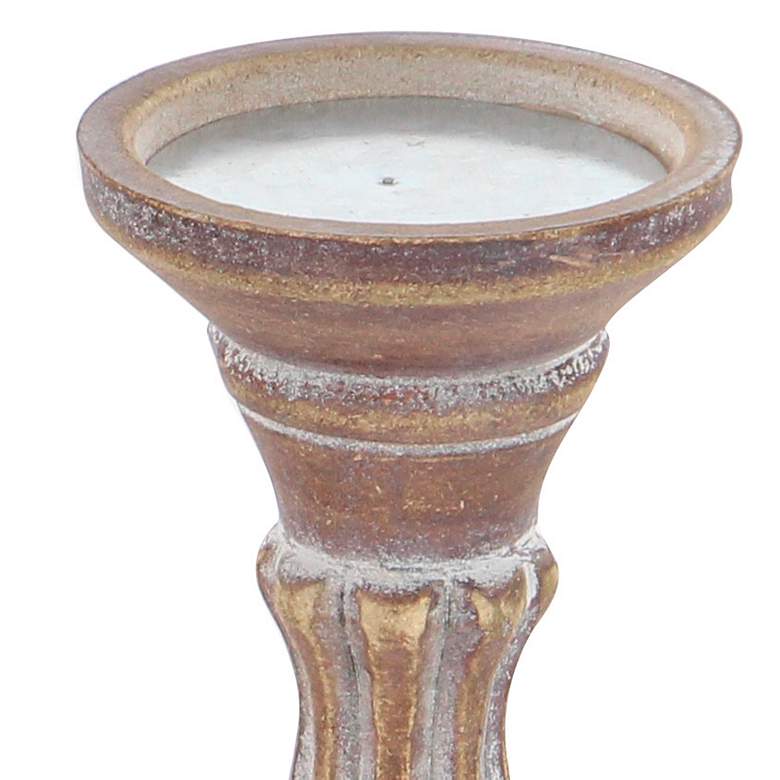 Image 3 Greta Distressed Brown Wood Pillar Candle Holders Set of 3 more views