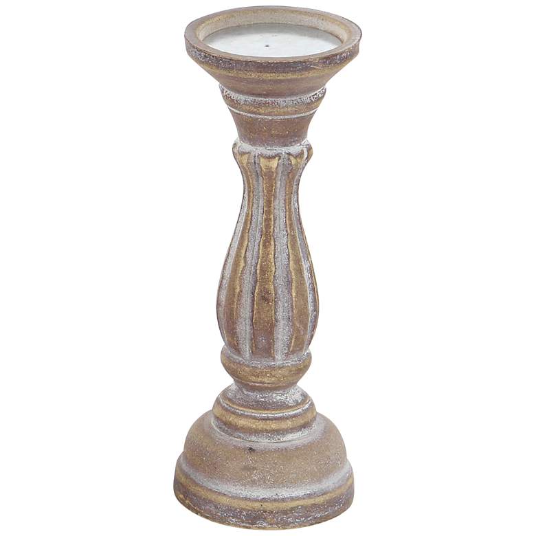 Image 5 Greta Distressed Brown Wood Pillar Candle Holders Set of 3 more views