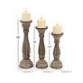 Greta Distressed Brown Wood Pillar Candle Holders Set of 3