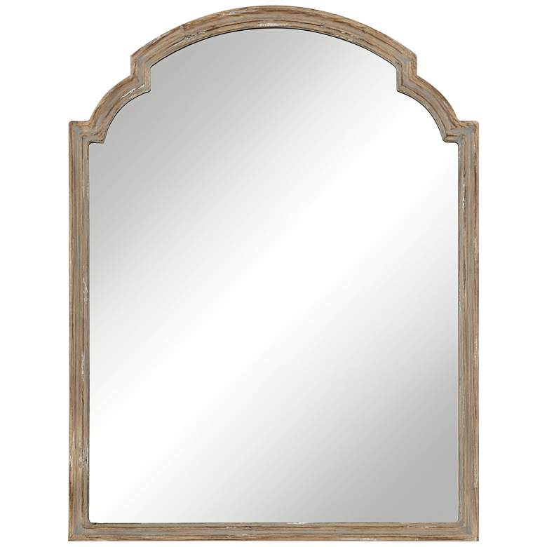 Image 2 Greta Faux Wood Finish 30 inch x 39 1/2 inch Arch Top Wall Mirror