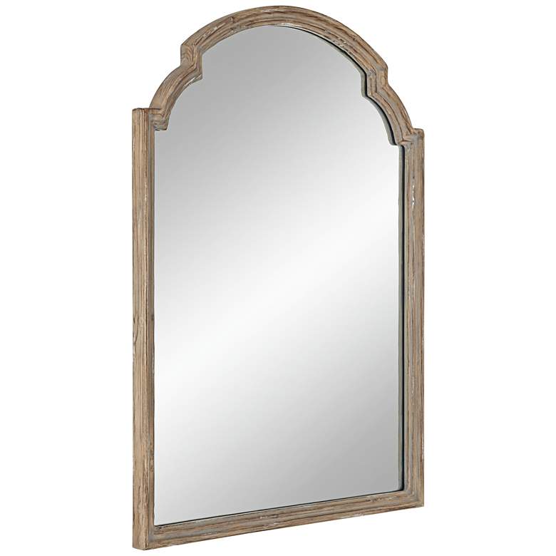 Image 5 Greta Faux Wood Finish 30 inch x 39 1/2 inch Arch Top Wall Mirror more views