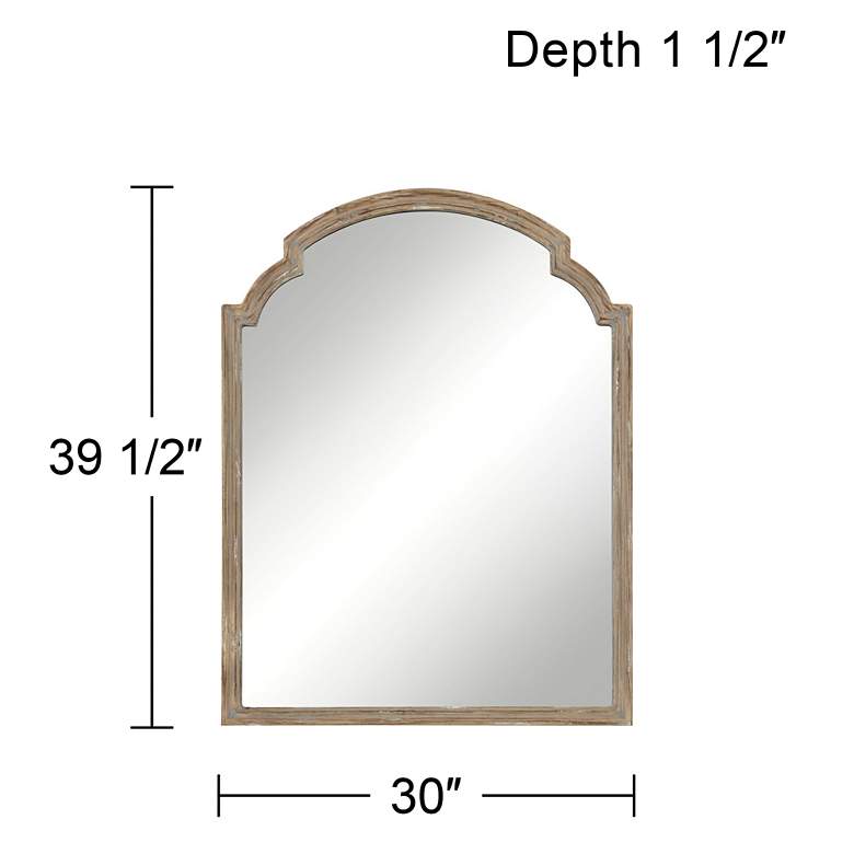 Image 7 Greta Faux Wood Finish 30 inch x 39 1/2 inch Arch Top Wall Mirror more views