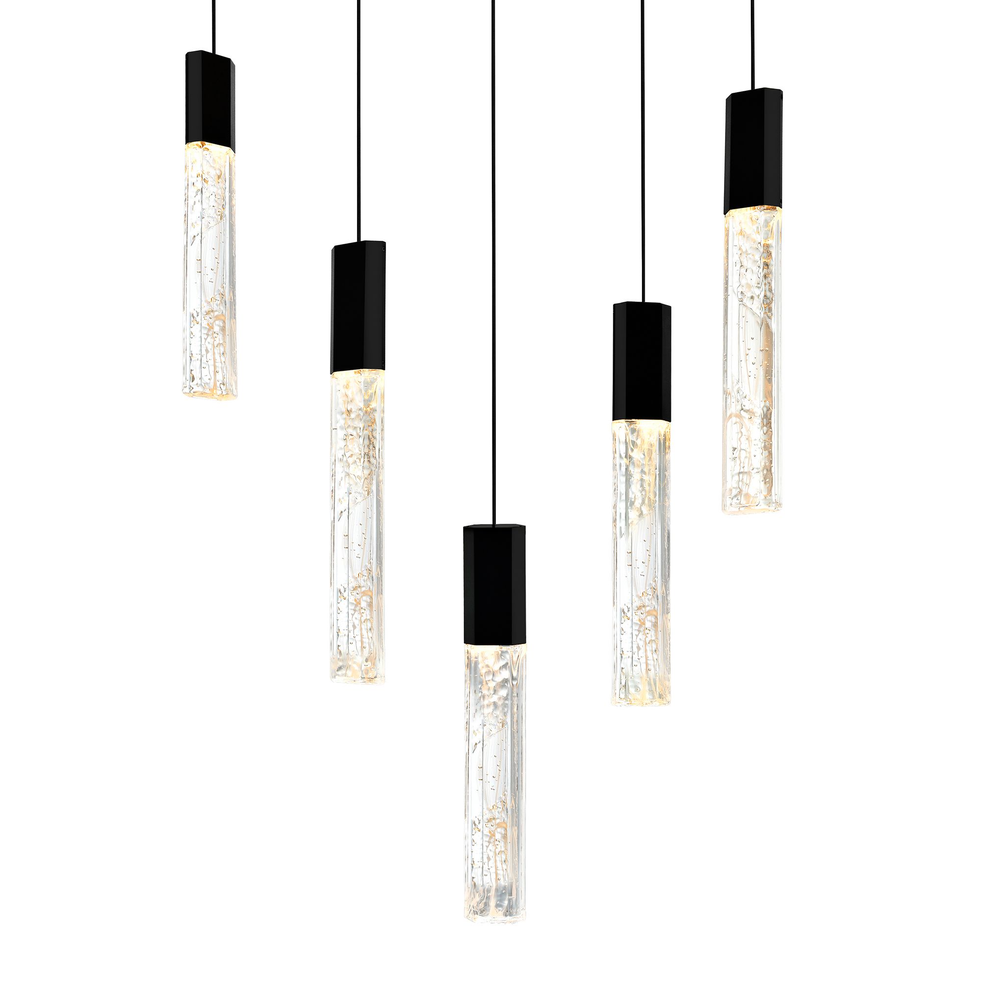 Image 2 Greta Integrated LED 12in Black Mini Pendant with Handcrafted Glass more views