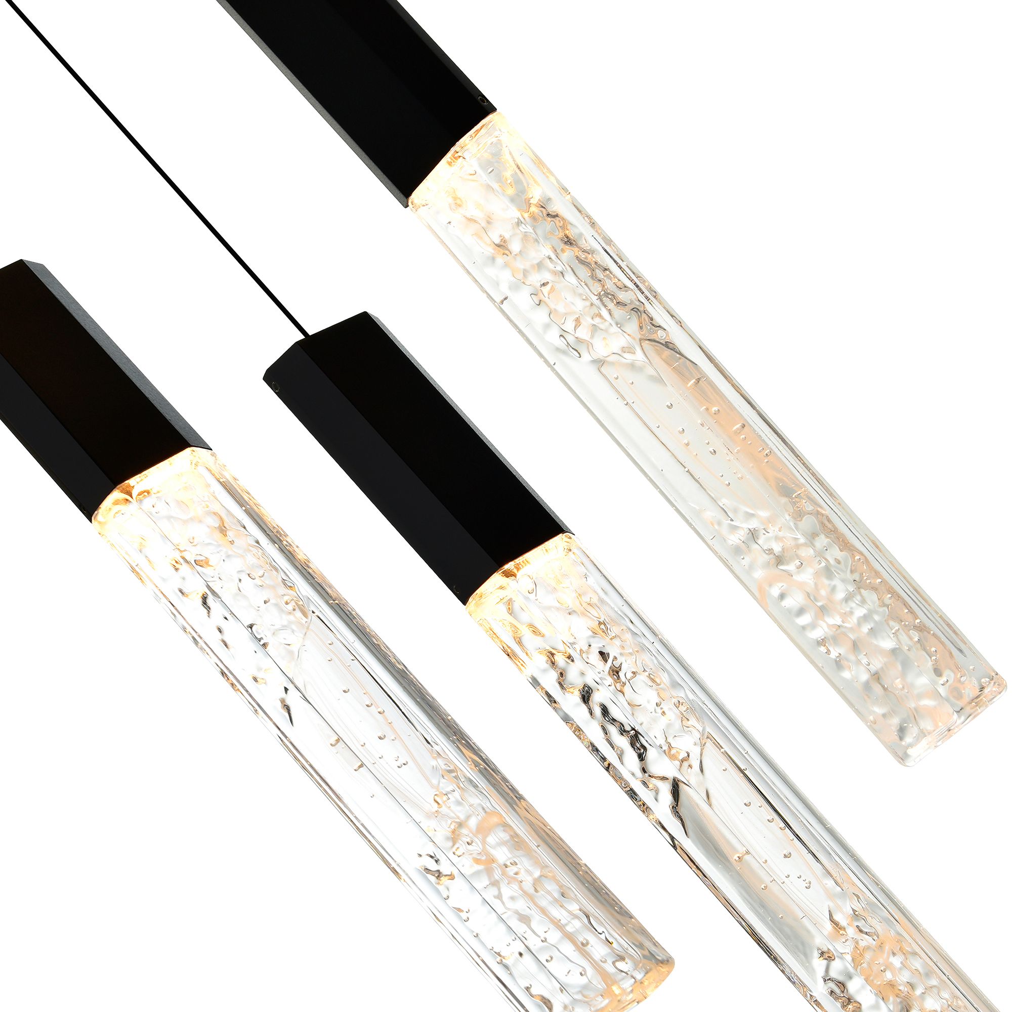 Image 3 Greta Integrated LED 12in Black Mini Pendant with Handcrafted Glass more views