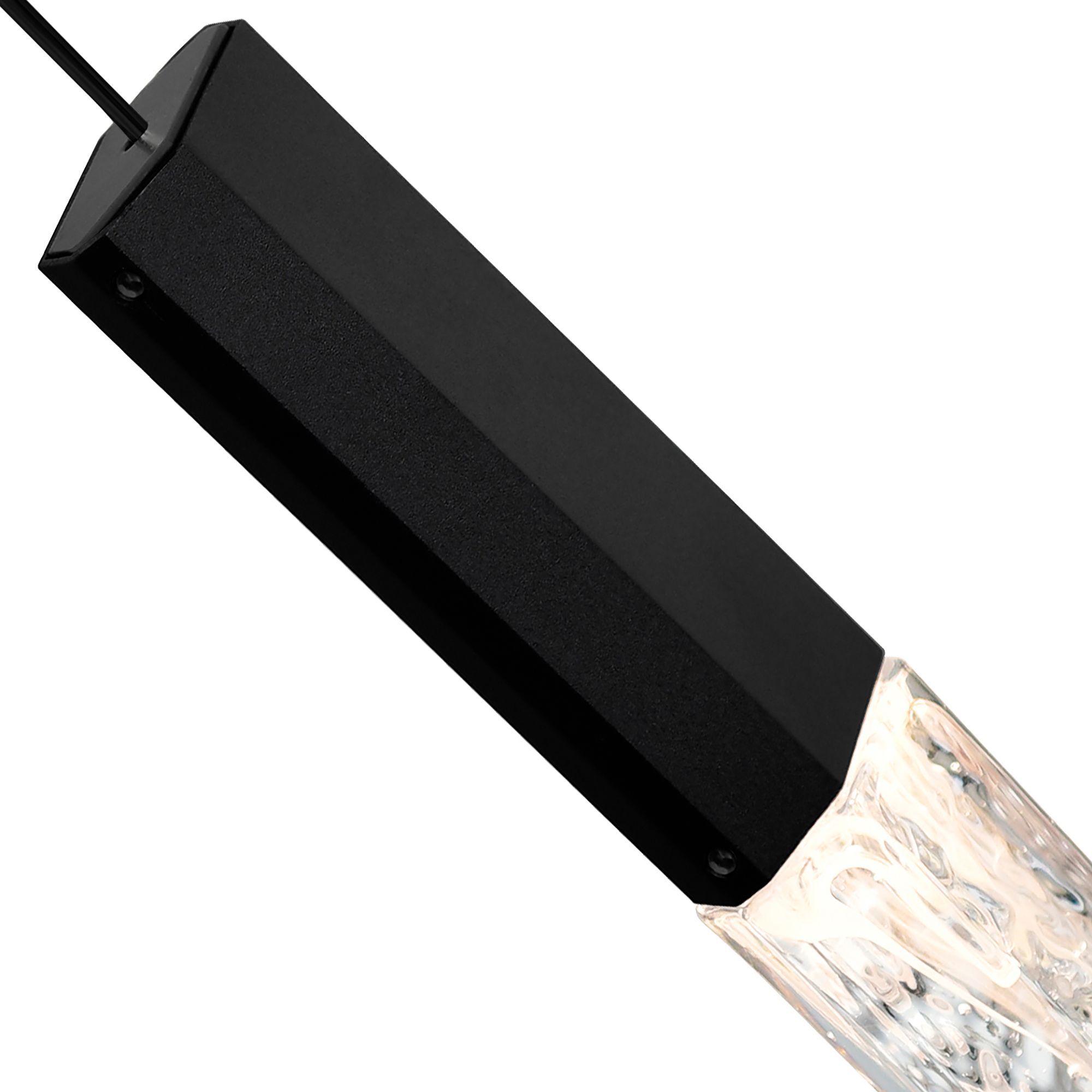 Image 4 Greta Integrated LED 12in Black Mini Pendant with Handcrafted Glass more views