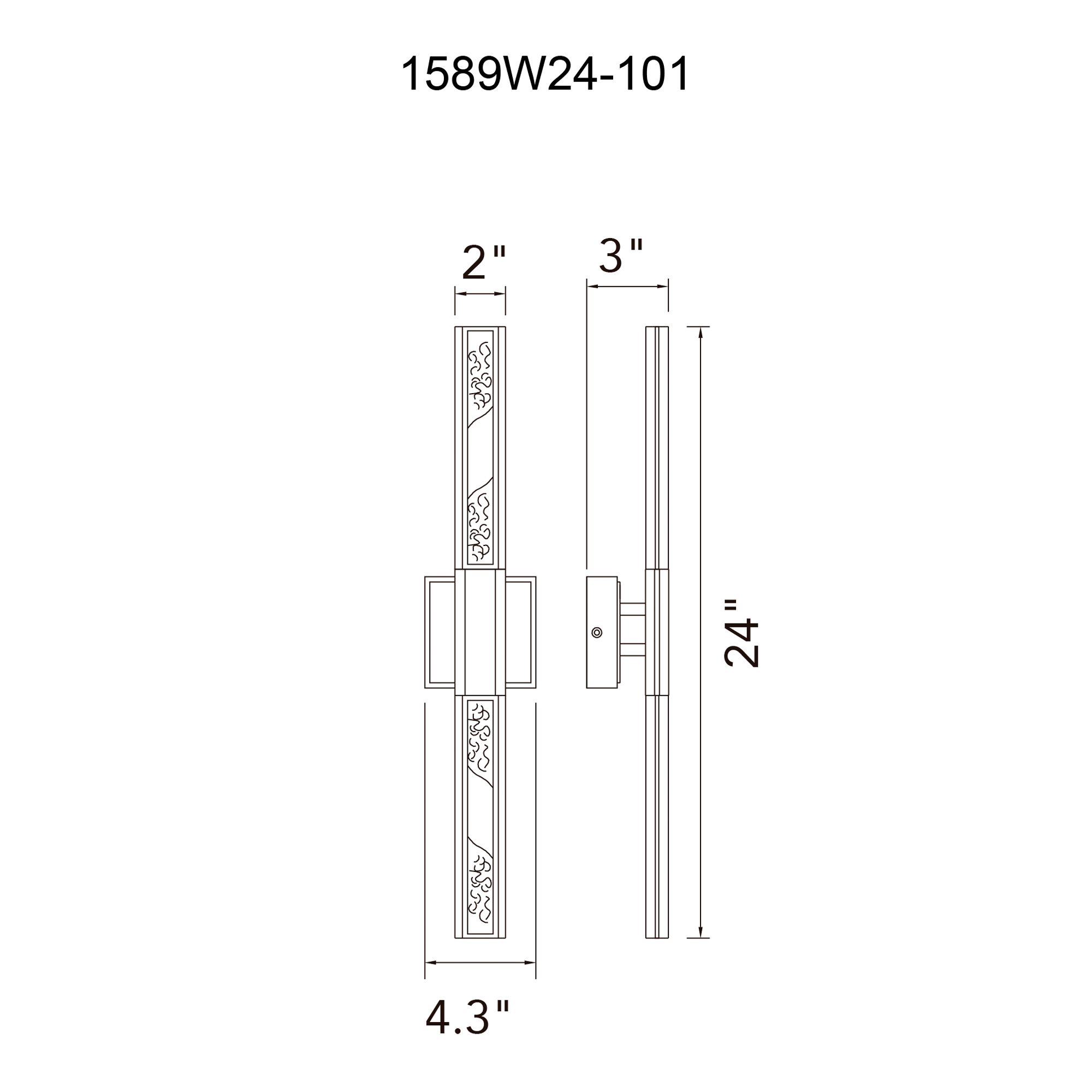 Image 6 Greta Integrated LED 24in Black Vanity Light with Handcrafted Glass more views
