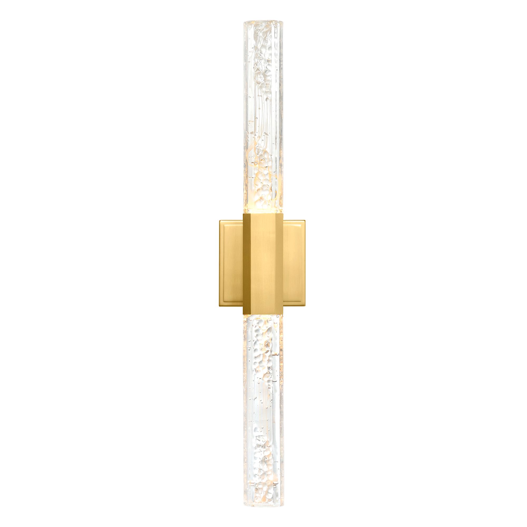 Image 2 Greta Integrated LED 24in Brass Vanity Light with Handcrafted Glass more views