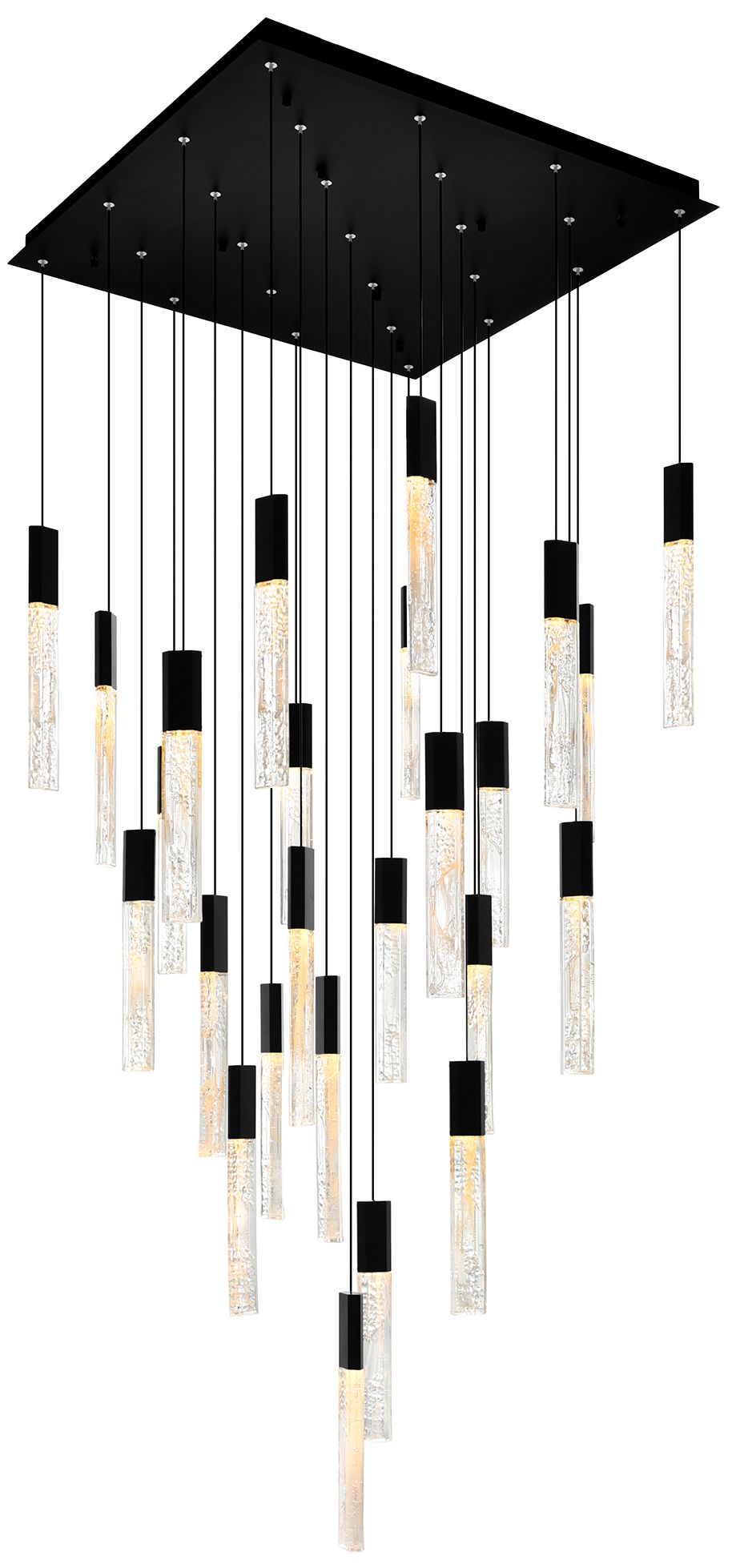 Greta Integrated LED 28in Black Chandelier with Handcrafted Glass