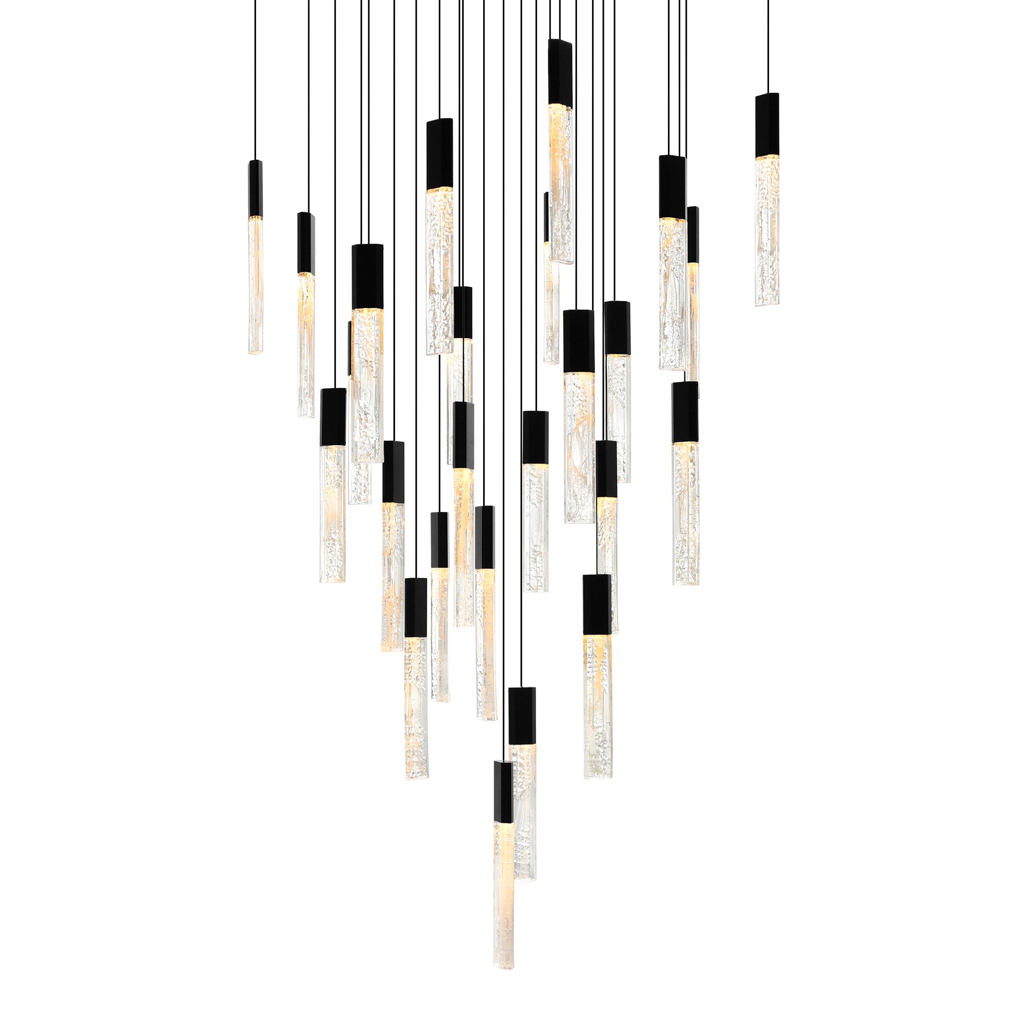 Image 2 Greta Integrated LED 28in Black Chandelier with Handcrafted Glass more views