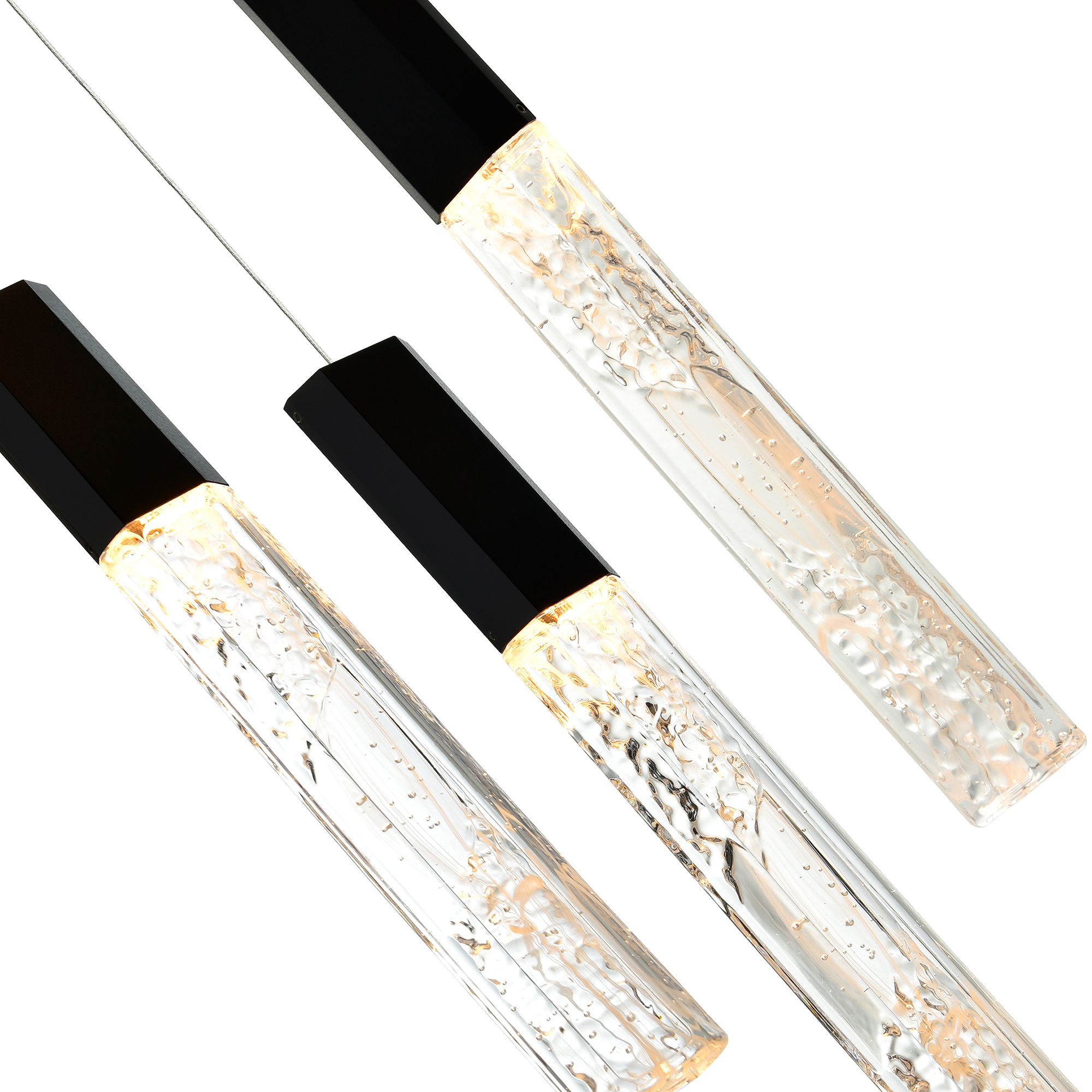 Image 4 Greta Integrated LED 28in Black Chandelier with Handcrafted Glass more views